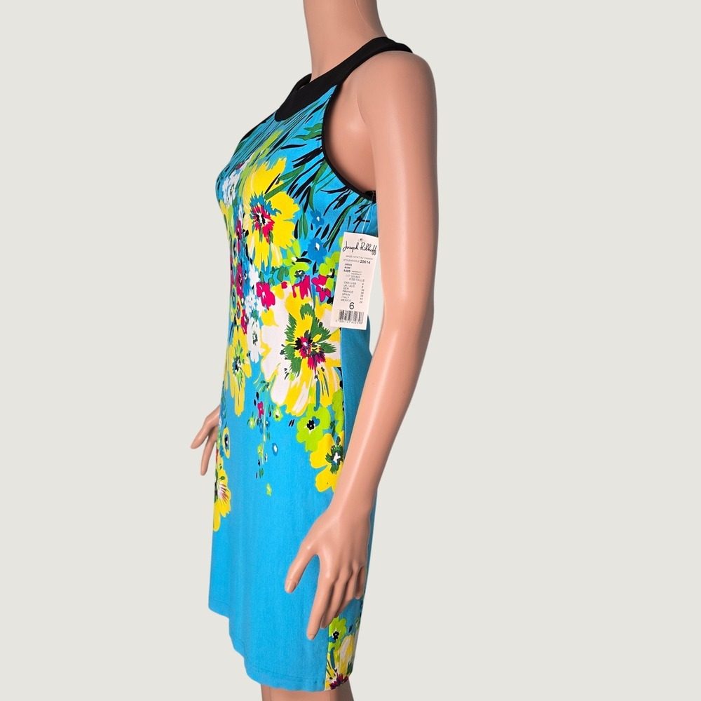 Joseph Ribkoff Floral Halter Sheath Dress 20614 Aqua Blue Size 6 NWT NEW - Picture 2 of 9